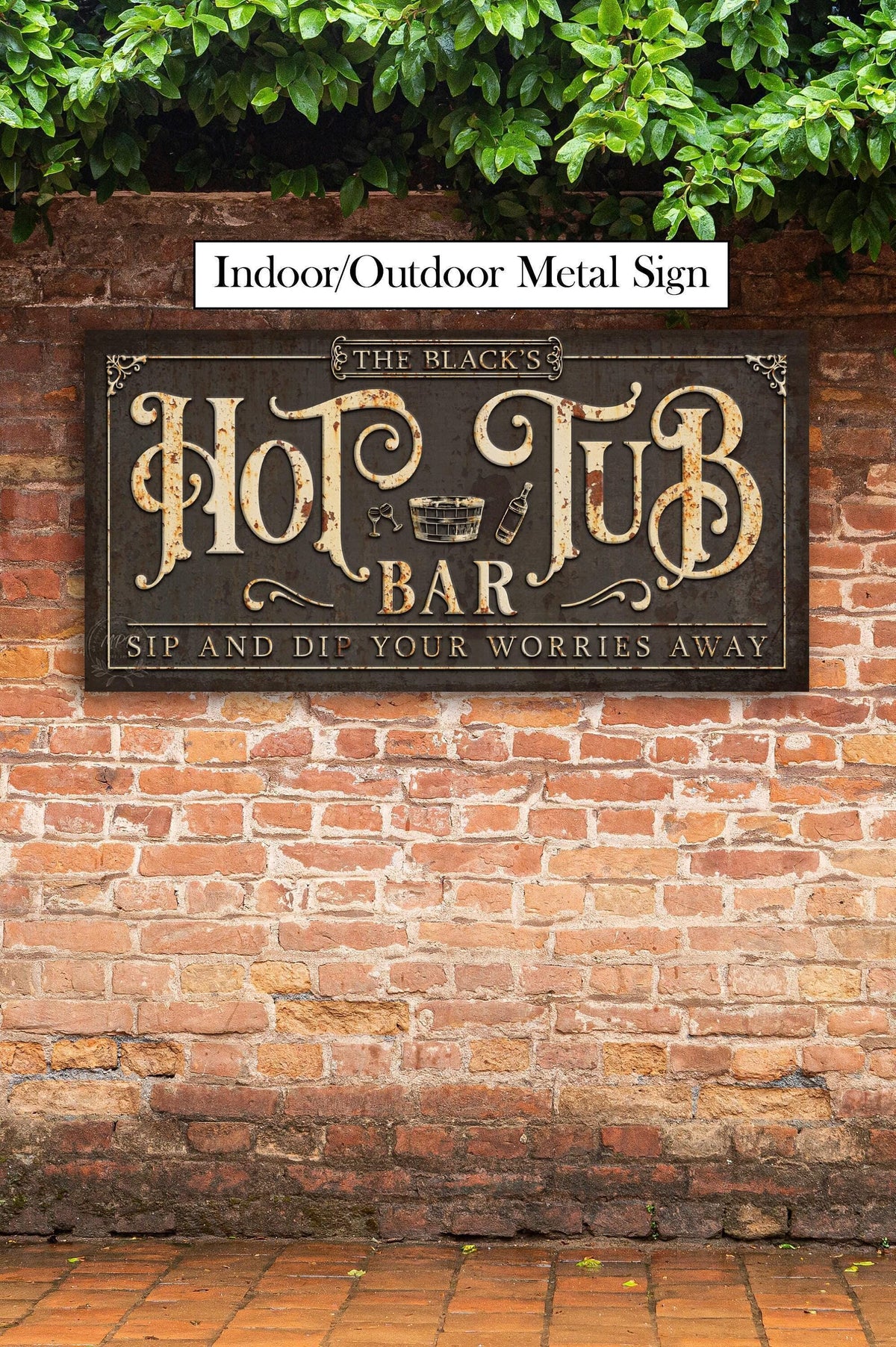 Hot Tub Personalized Metal Sign, Vintage Rustic Wall Art
