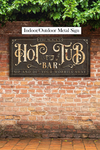 Hot Tub Personalized Metal Sign, Vintage Rustic Wall Art