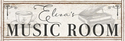 MUSIC ROOM Sign Wall Art Custom Vintage Personalized Name Farmhouse Studio Decor