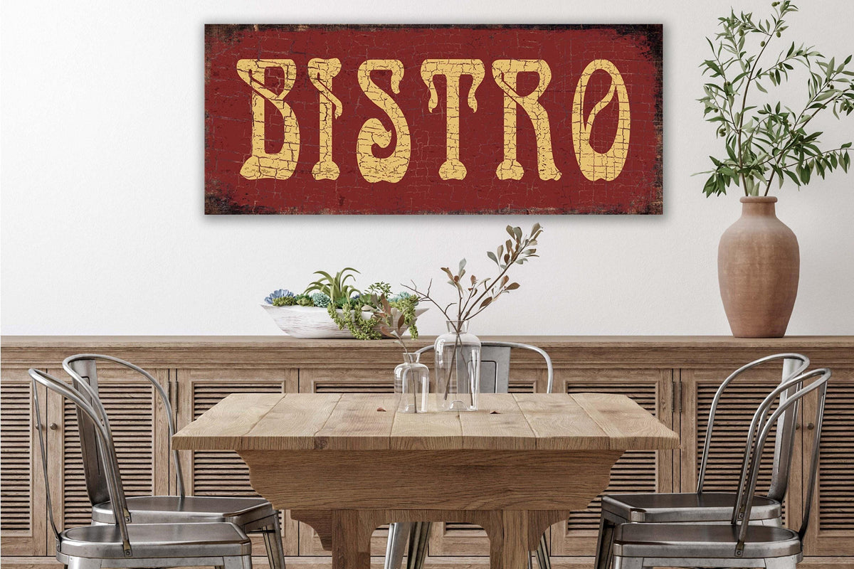 Large Red BISTRO Sign Vintage France Inspired Business or Kitchen Wall Decor