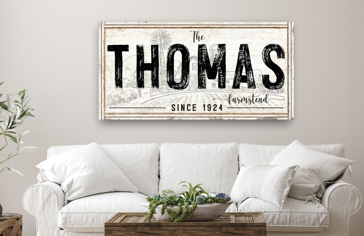 Vintage HOMESTEAD FARMSTEAD Last Name Sign Family Gift Personalized Farmhouse Wall Decor