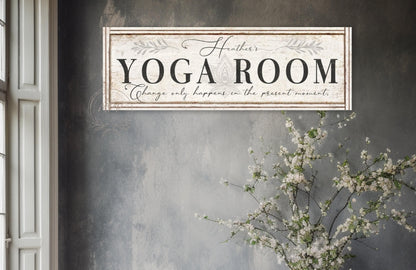 Personalized Name Sign, Yoga Studio Room Decor, Vintage Farmhouse Canvas or Metal Signs