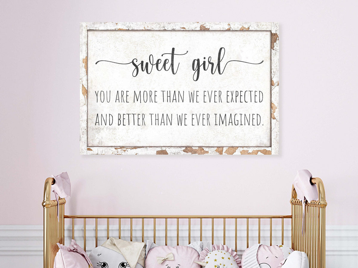 Vintage Sweet Girl Affirmation Quote Nursery Decor Or Child's Kids Room Wall Art