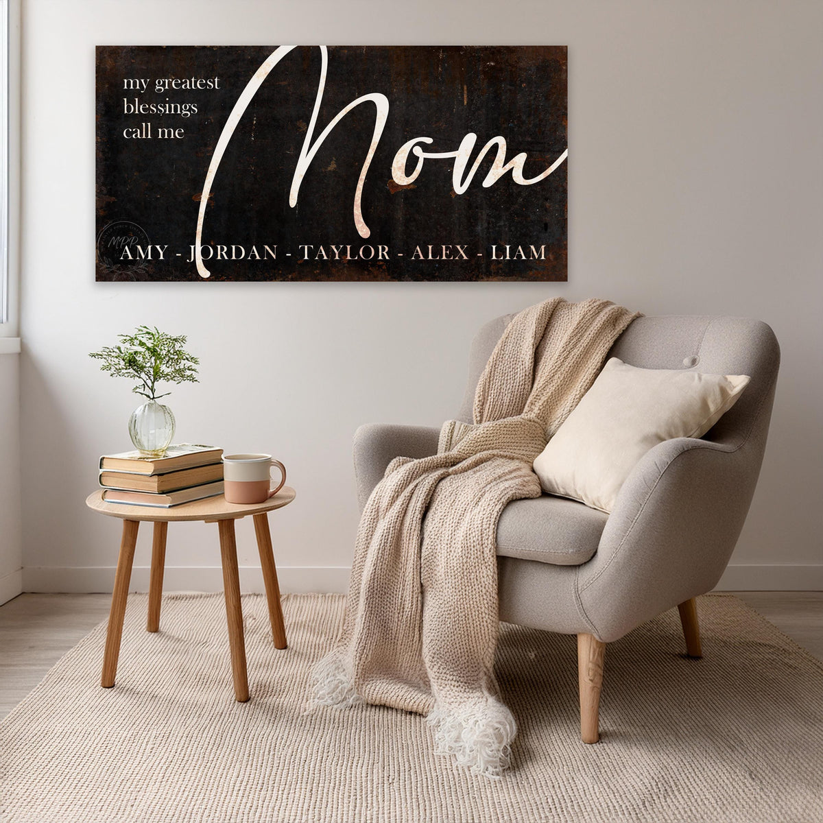 Custom Sign for Mom Mothers Day Gift Vintage Custom Family Names Garden Signs or Sunroom Rustic Canvas Wall Art