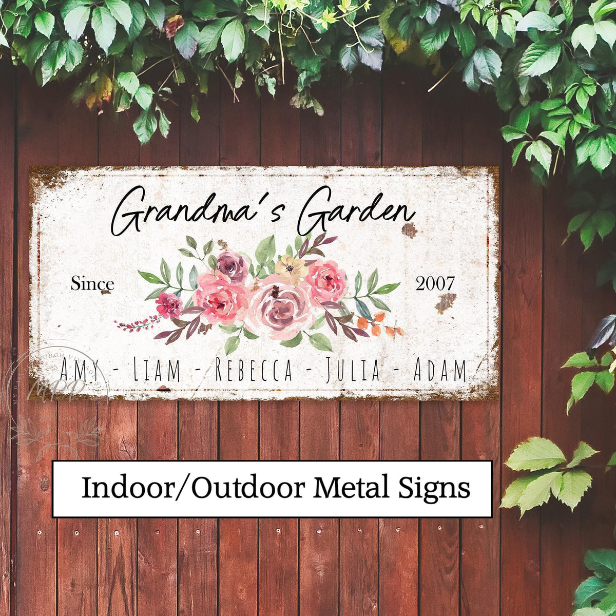 Grandma's Garden Metal or Canvas Sign, Custom Cottagecore Outdoor Decor