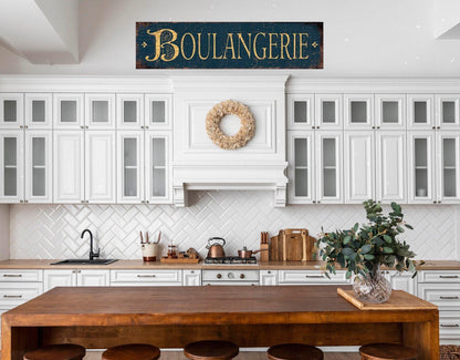 French Bakery Sign Boulangerie | Kitchen Decor, Large Vintage Rustic Canvas, Custom Metal Wall Art
