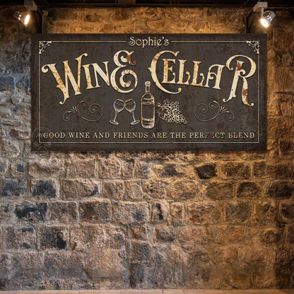 WINE CELLAR Sign Custom Basement Bar Signs PERSONALIZED Large Rustic Canvas Farmhouse Wall Art
