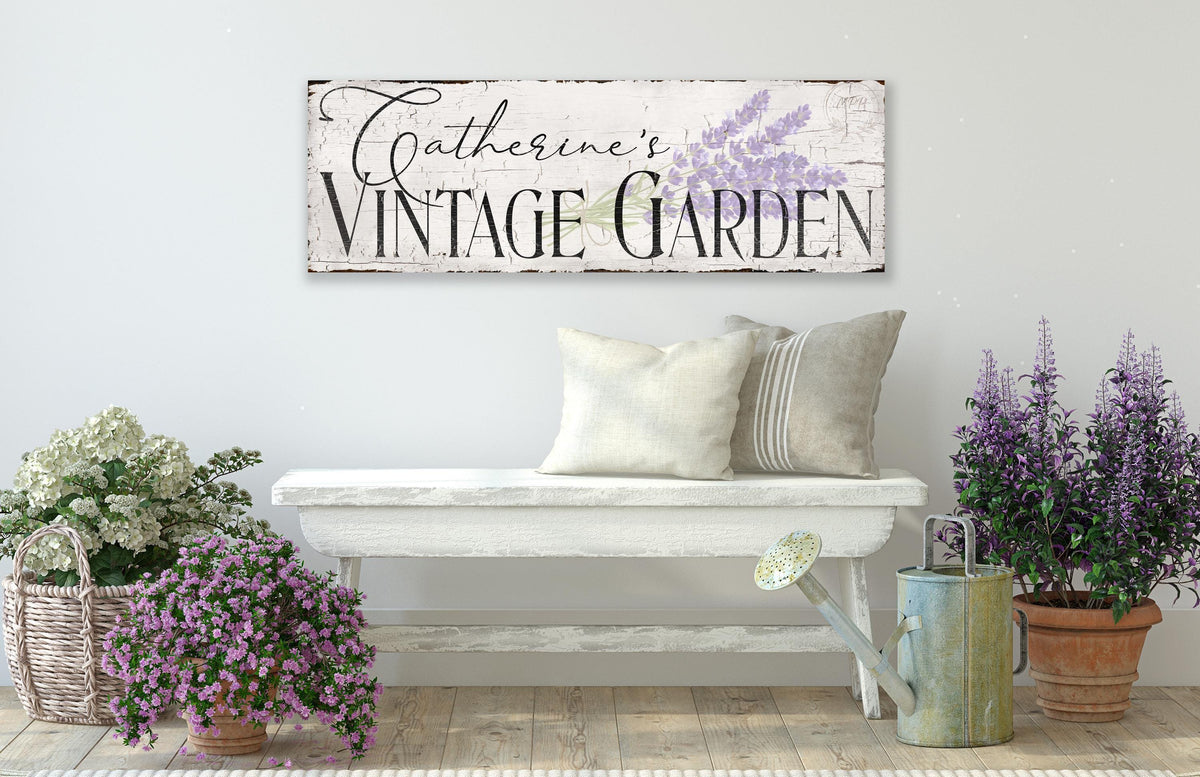 Vintage Personalized GARDEN Sign Gift For Her OUTDOOR METAL French Country Farmhouse Decor