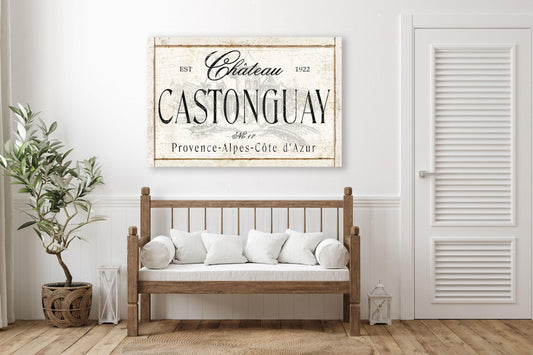 French CHATEAU Personalized Sign Large Vintage Custom Family Name Wall Art