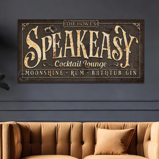 Custom SPEAKEASY Sign Vintage Inspired Basement Bar Decor Large Rustic Wall Art