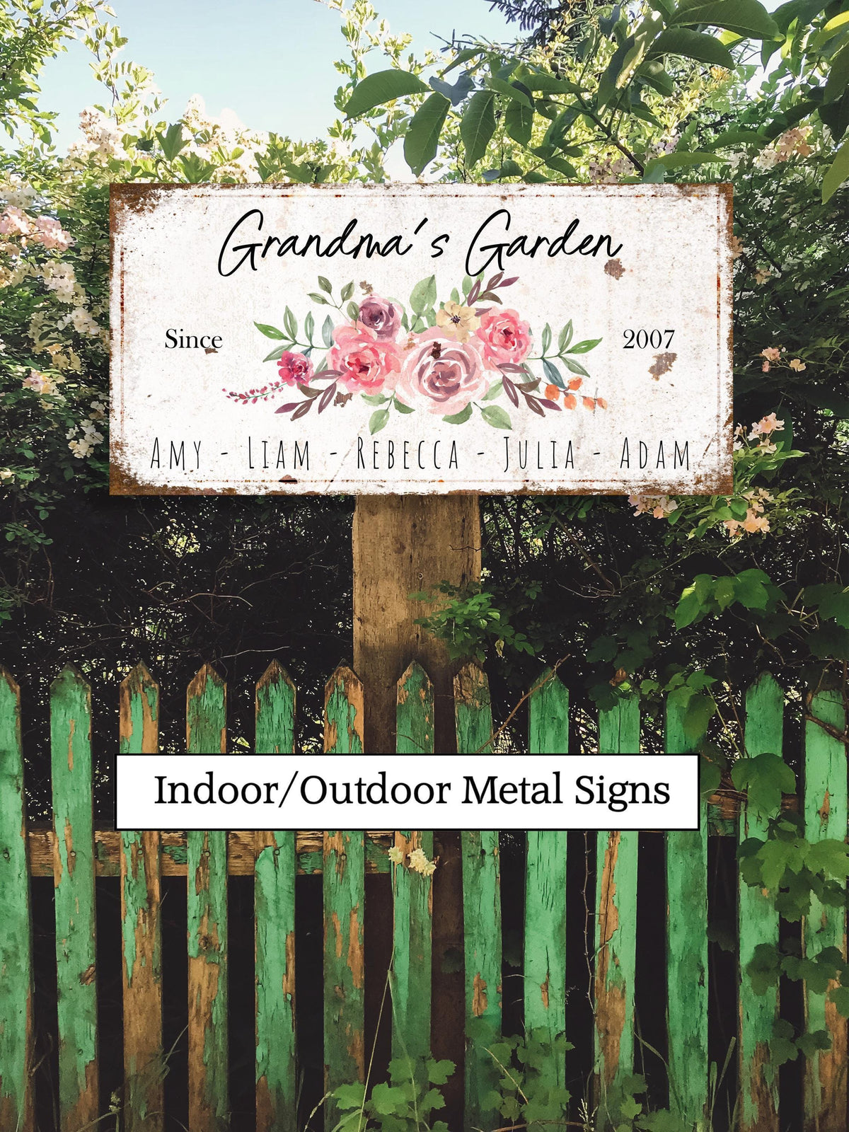 Grandma's Garden Metal or Canvas Sign, Custom Cottagecore Outdoor Decor