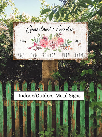 Grandma's Garden Metal or Canvas Sign, Custom Cottagecore Outdoor Decor