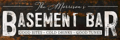 Vintage Basement Bar Sign Name Wall Art Custom Personalized Large Rustic Canvas Decor