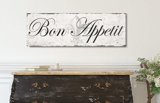 Vintage BON APPETIT Sign French Country Kitchen Wall Decor Paris Inspired For Dining Room