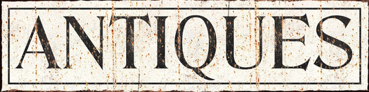 Vintage Antiques Sign Farmhouse Wall Art Decor Large Rustic Canvas Hanging Print Business Or Home