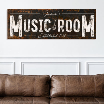 Custom Music Room Sign Vintage Inspired Wall Art Recording Or Rehearsal Studio Rustic Decor