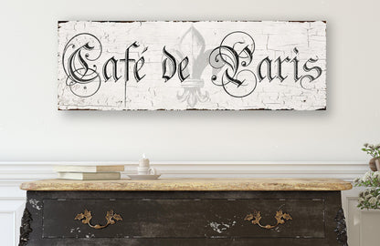 CAFE DE PARIS Sign Vintage French Wall Art Antique Kitchen Dining Room Country Decor Print