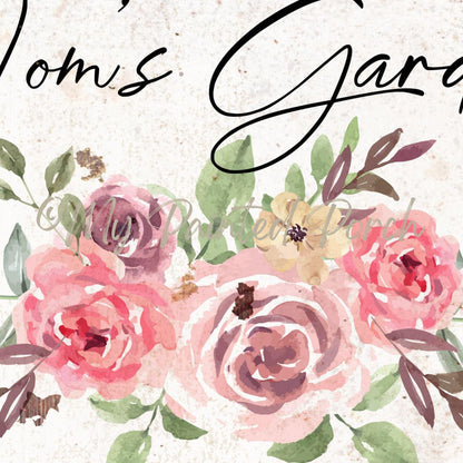 MOM Mothers Day Gift For Her Vintage Kids Names Garden Canvas Wall Art Cottage Decor