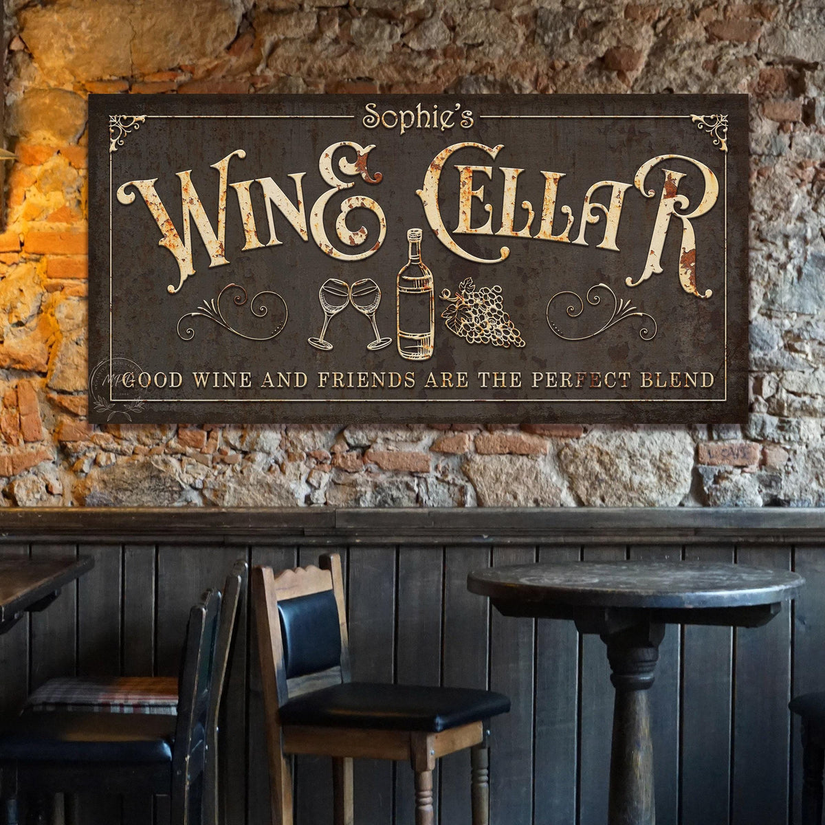 WINE CELLAR Sign Custom Basement Bar Signs PERSONALIZED Large Rustic Canvas Farmhouse Wall Art