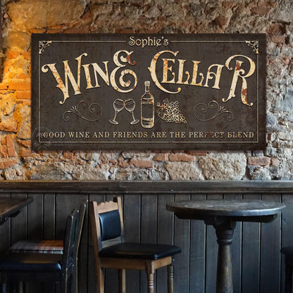 WINE CELLAR Sign Custom Basement Bar Signs PERSONALIZED Large Rustic Canvas Farmhouse Wall Art
