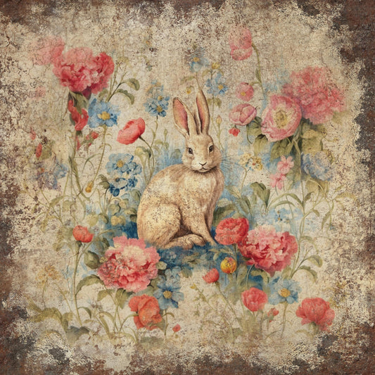 EASTER Bouquet Sign Vintage Inspired Square Distressed Over The Mantel Rustic Canvas Decor