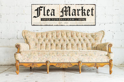 FLEA MARKET Vintage Sign Farmhouse Canvas Business Personalized Metal Art Print