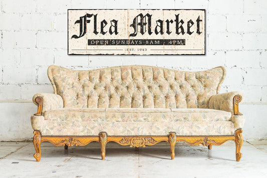 FLEA MARKET Vintage Sign Farmhouse Canvas Business Personalized Metal Art Print