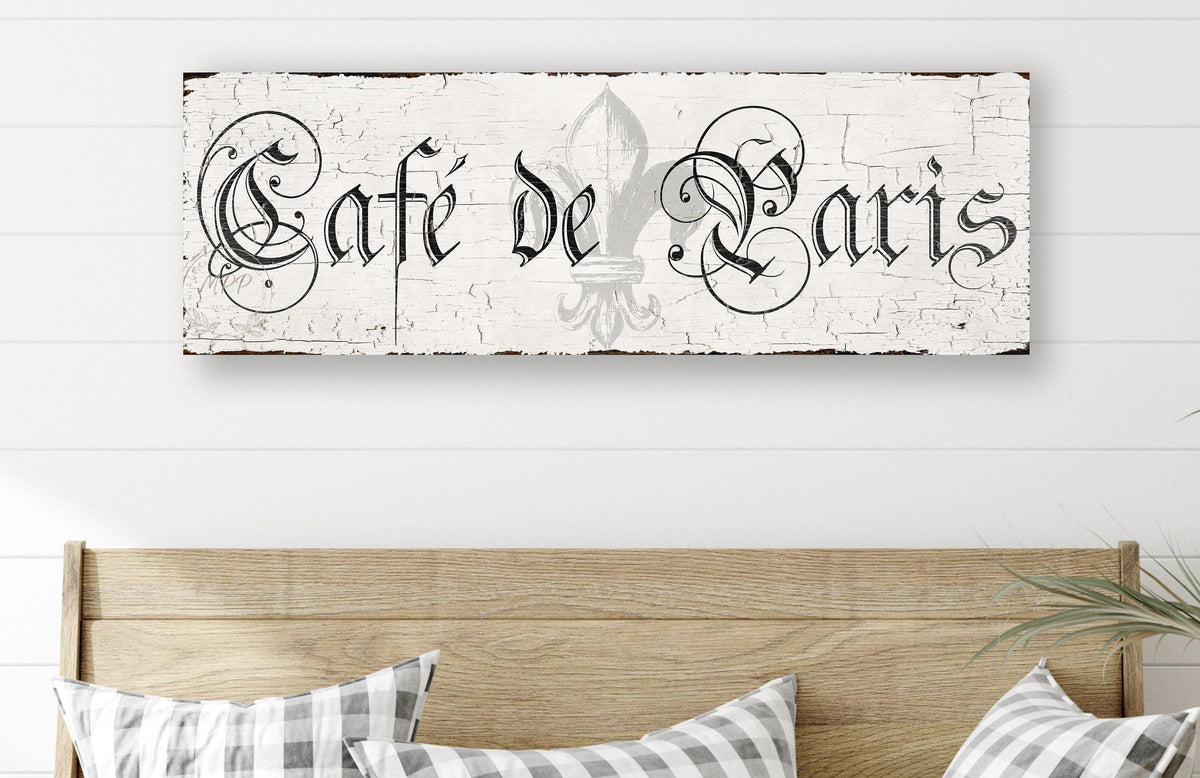 CAFE DE PARIS Sign Vintage French Wall Art Antique Kitchen Dining Room Country Decor Print