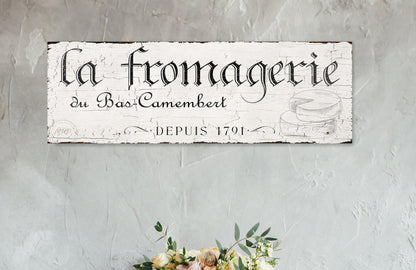 French La Fromagerie Vintage Cheese Shop Sign France Country Paris Inspired Rustic Kitchen Decor