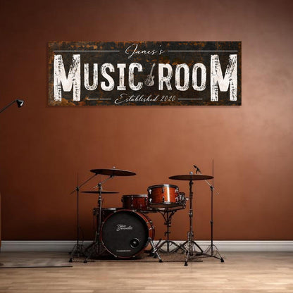 Custom Music Room Sign Vintage Inspired Wall Art Recording Or Rehearsal Studio Rustic Decor
