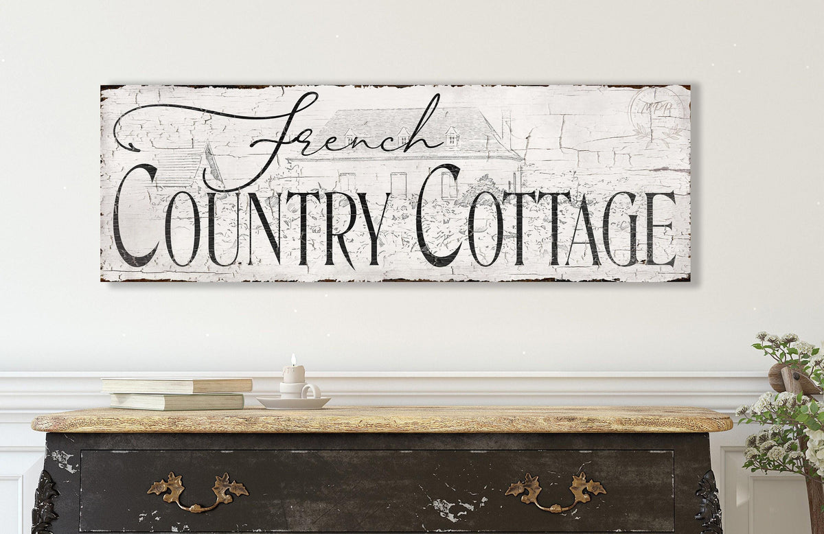 French Country Cottage Vintage Sign Kitchen Bedroom Wall Decor Large Rustic Canvas Art Print