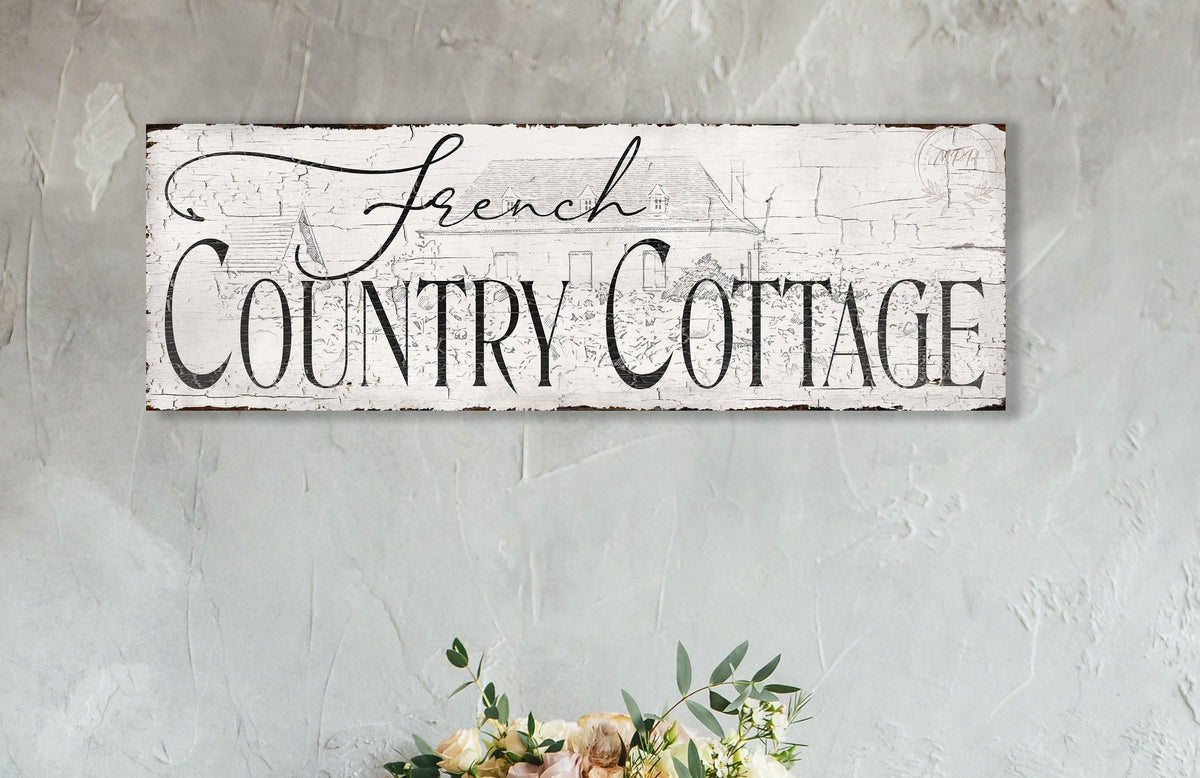 French Country Cottage Vintage Sign Kitchen Bedroom Wall Decor Large Rustic Canvas Art Print