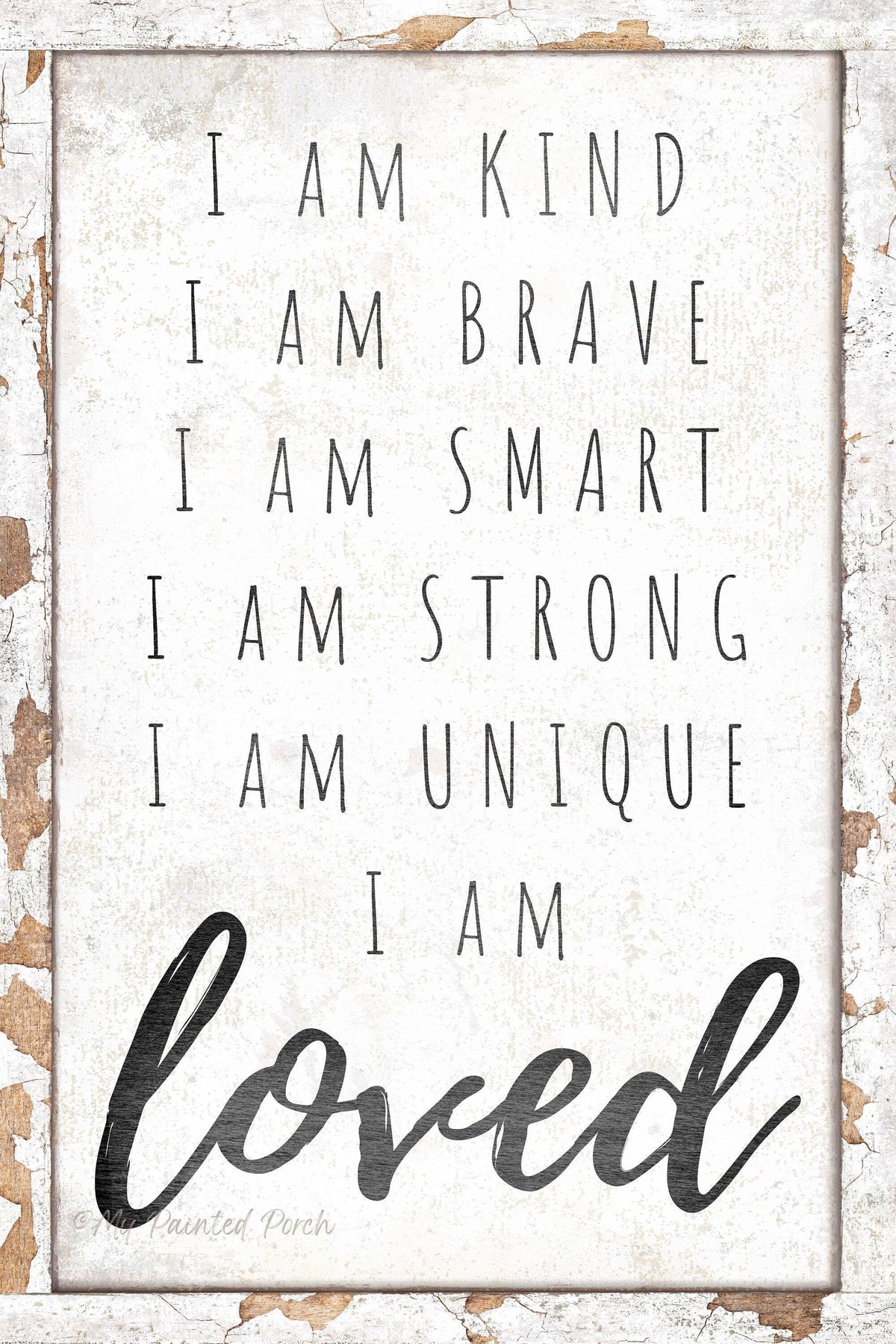 Vintage I AM LOVED Sign Of Affirmation For Nursery Modern Farmhouse Canvas Wall Art