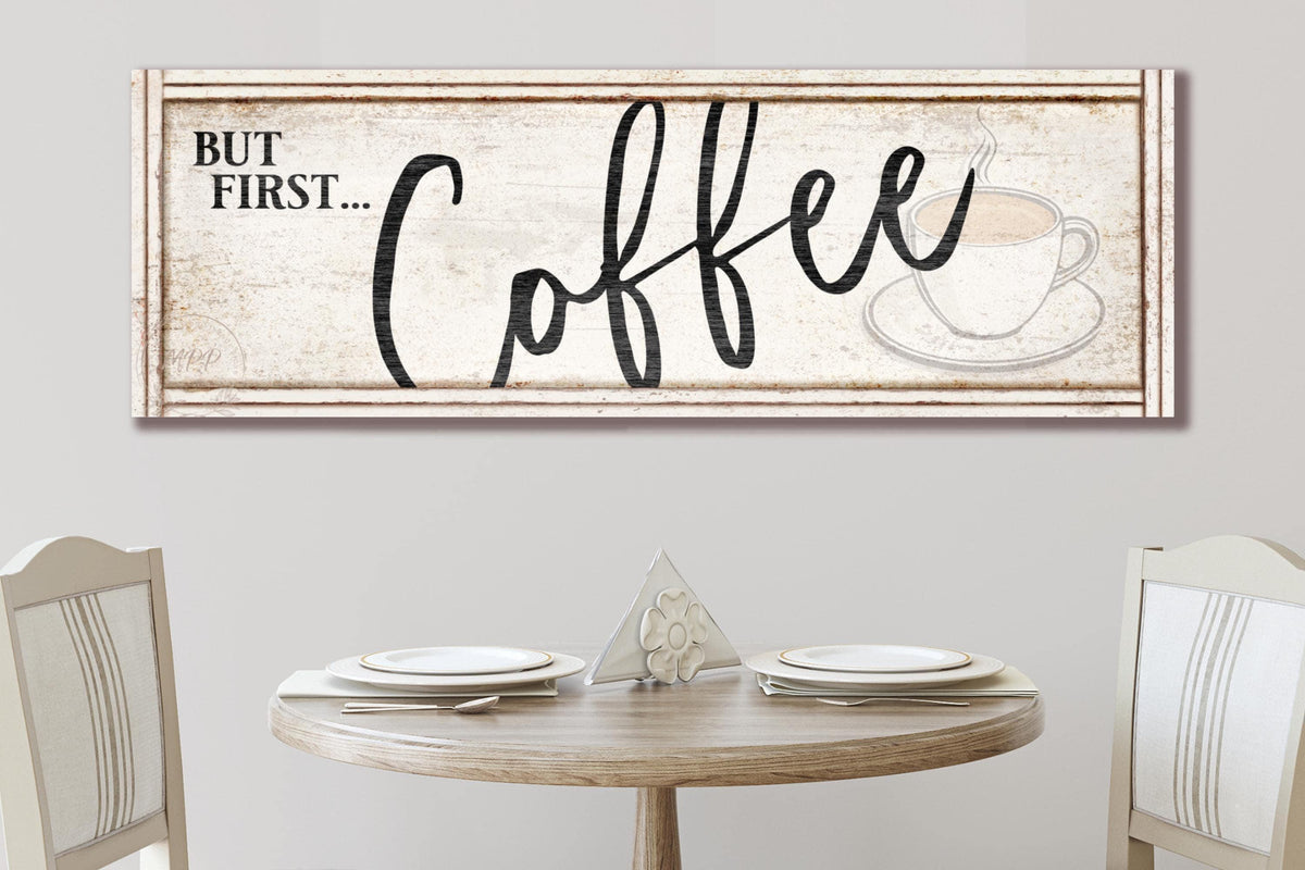 Large Rustic Kitchen COFFEE Bar Sign Canvas Wall Art