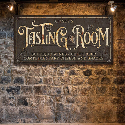 Wine Cellar Decor, Tasting Room Name Sign, Personalized Signs, Rustic Bar Decor