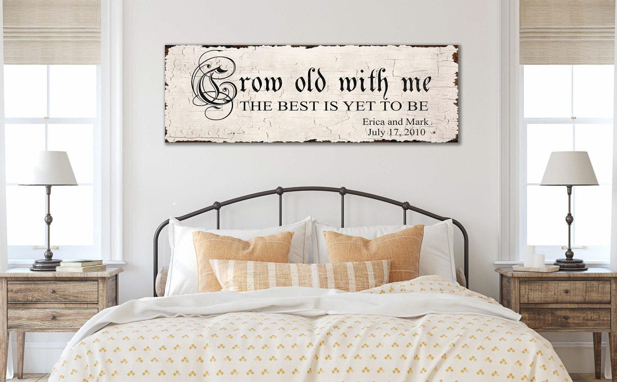 GROW OLD WITH Me Wedding Sign For Couple Personalized Custom Vintage Canvas Anniversary Gift