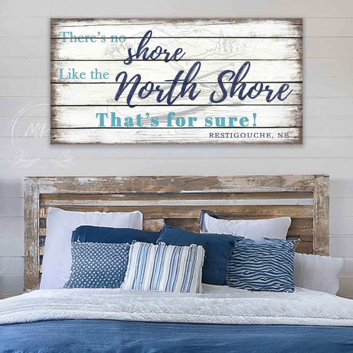 There's No Shore Like The North RIVER COTTAGE Trailer Lake House Sign PERSONALIZED Large Vintage Custom Canvas Wall Art Indoor/Outdoor Metal