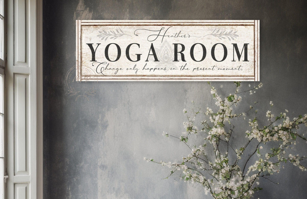 Personalized Custom Vintage YOGA Sign For Her Zen Studio Room Wall Art Decor Gift