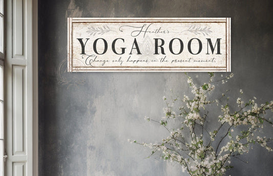 Personalized Custom Vintage YOGA Sign For Her Zen Studio Room Wall Art Decor Gift
