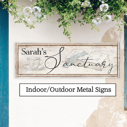 SANCTUARY Sign OUTDOOR Metal Gift For Her Patio Porch Garden Signs