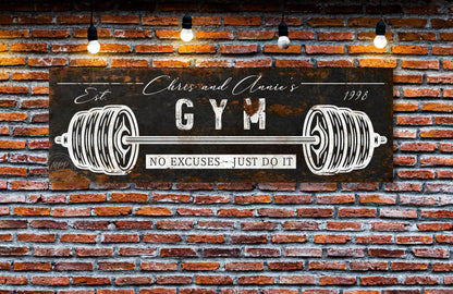 Custom Home GYM Sign Personalized Vintage Inspired Fitness Workout Room Decor