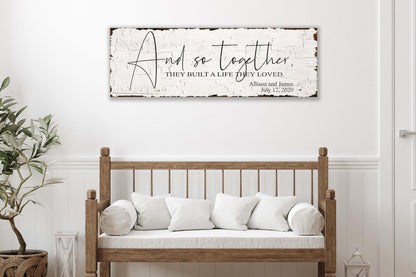 And So Together They Built a Life they loved wedding gift for couple personalized sign, Custom Farmhouse wall decor wall art modern,
cottagecore decor, Home Decor, Bedroom sign, Sign over bed, Vintage Sign, Farmhouse Decor, Wedding Anniversary gift