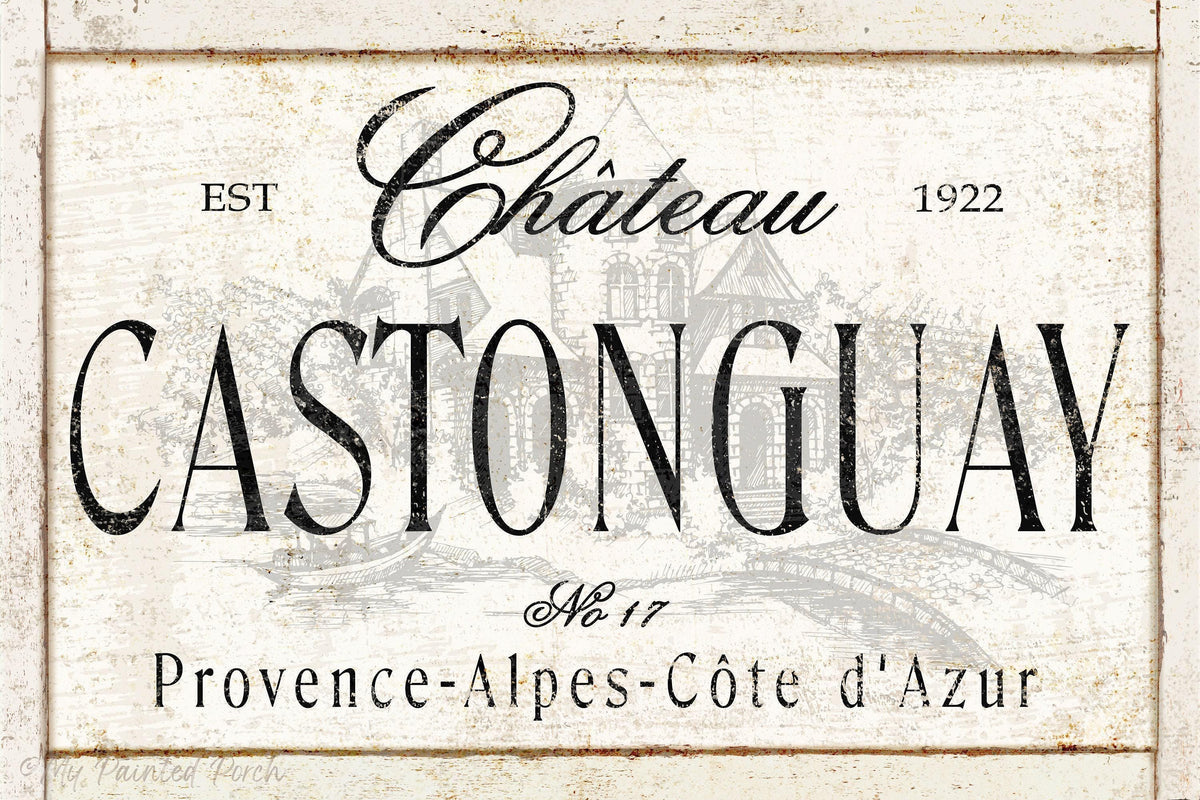 French CHATEAU Personalized Sign Large Vintage Custom Family Name Wall Art