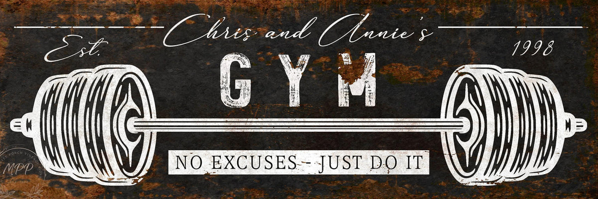 Custom Home GYM Sign Personalized Vintage Inspired Fitness Workout Room Decor