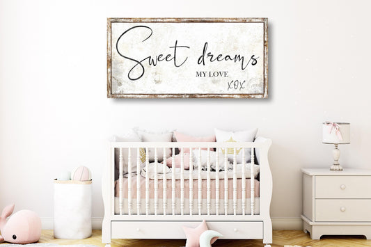 Sweet Dreams Sign Vintage MY Love Baby Nursery Kids Room Or For Couple Bedroom Large Canvas