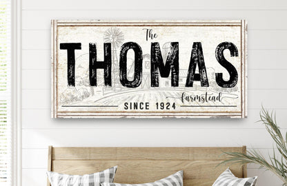Vintage HOMESTEAD FARMSTEAD Last Name Sign Family Gift Personalized Farmhouse Wall Decor