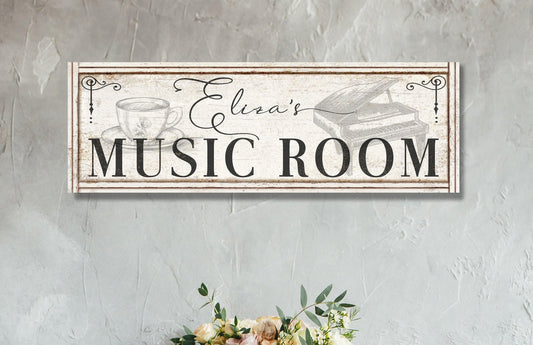 MUSIC ROOM Sign Wall Art Custom Vintage Personalized Name Farmhouse Studio Decor