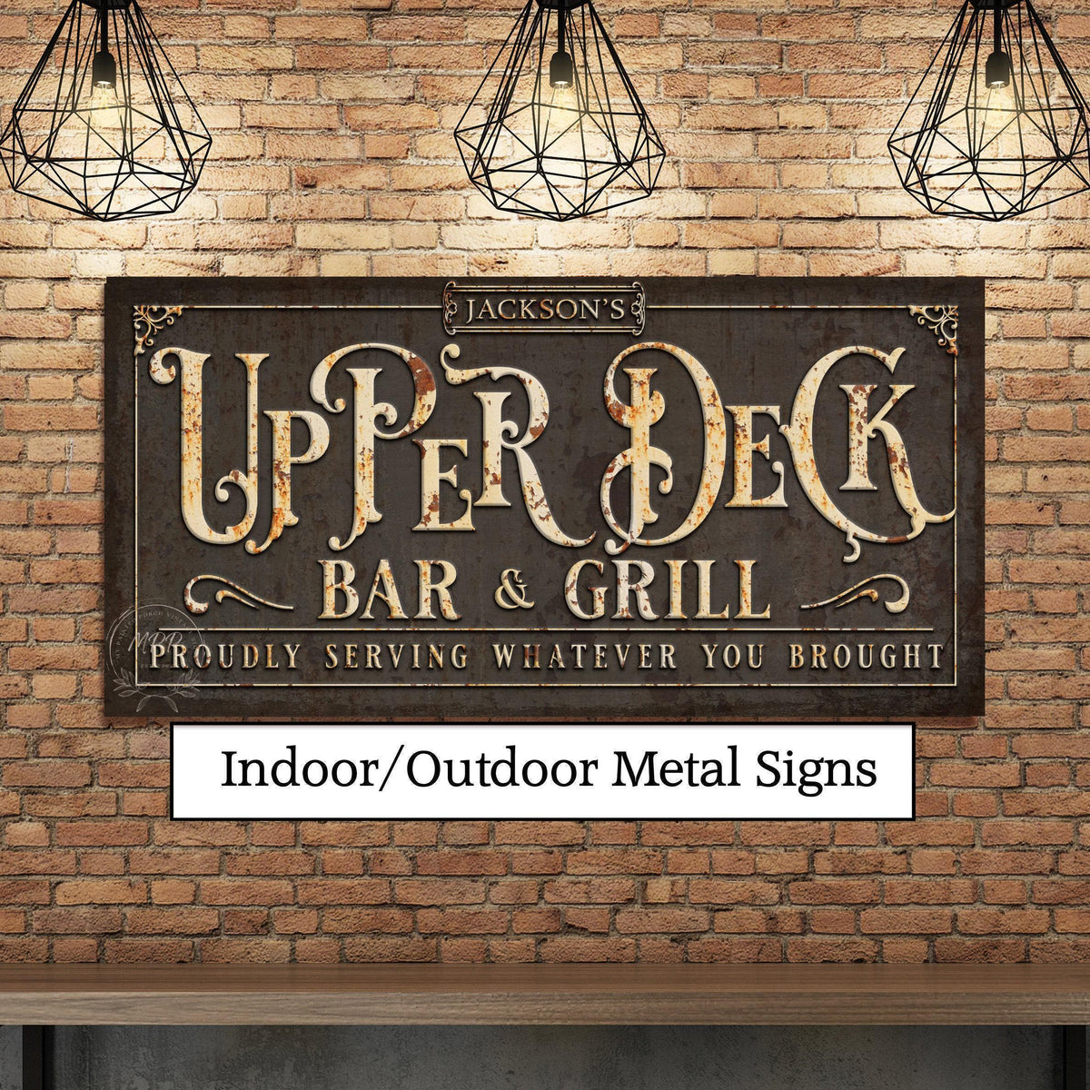 Personalized Patio Metal Sign Upper Deck - Vintage Backyard Wall Art Decor