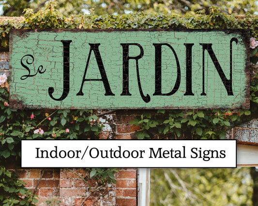 Vintage Garden Sign Le Jardin: French Country Decor