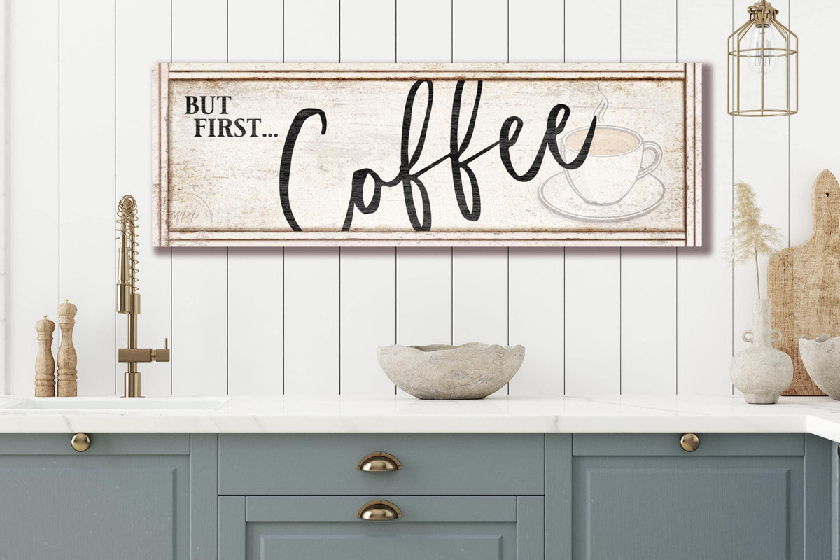 Large Rustic Kitchen COFFEE Bar Sign Canvas Wall Art